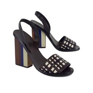 Like new!! Tory Burch multi color block heels